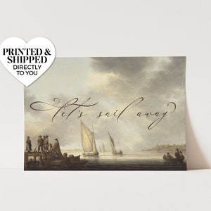 let&#39;s sail away ~ a pier overlooking dordrecht ~ wall art matte print | classical renaissance baroque vintage naval painting altered artwork