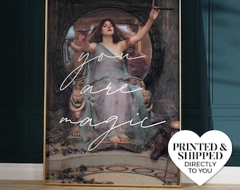 you are magic ~ circe ~ witchy wall art matte print | classical renaissance victorian greek myth portrait vintage painting altered artwork