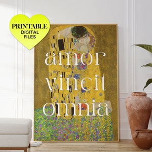 amor vincit omnia ~ the kiss ~ printable wall art | classical victorian art nouveau austrian secession gustav klimt painting altered artwork
