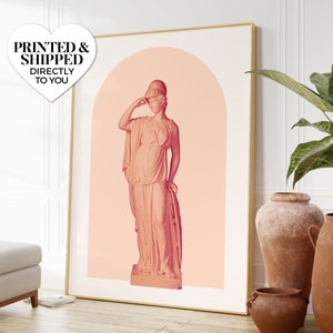 Athena (Pfirsich) ~ Wand Kunst Matt | klassische griechisch-römische Mythologie griechische Göttin Minerva minimalistisches Dekor verändert Kunstwerk