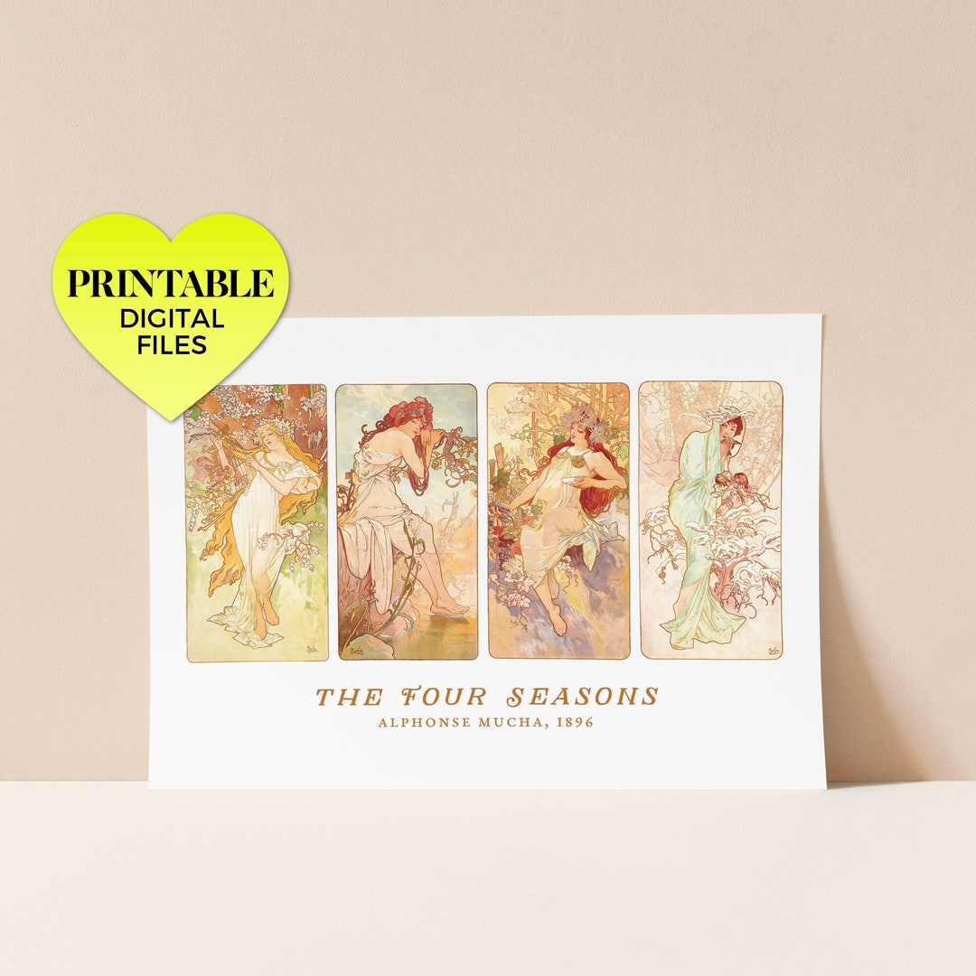 The Four Seasons ~ Printable Wall Art | Alphonse Mucha Art Nouveau Deco ...