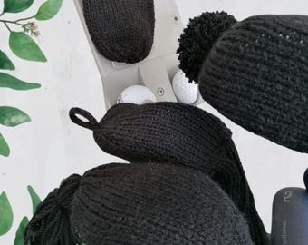 Golf club cover hand knit plain design no top finish