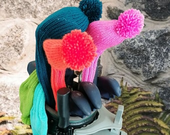 Golf club cover neon's single colour pom finish design