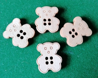 Novelty wooden Teddy bear buttons, wooden buttons, natural fibres, eco-friendly, Craft stock