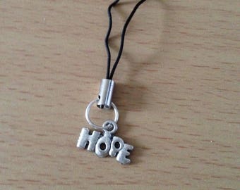 Hope zip charm, hope phone charm, hope bag charm, hope cell phone charm