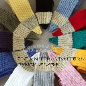 Knit Pencil Scarf PDF KNITTING PATTERN, knitted pencil scarf, hand knit scarf, scarf knit pattern
