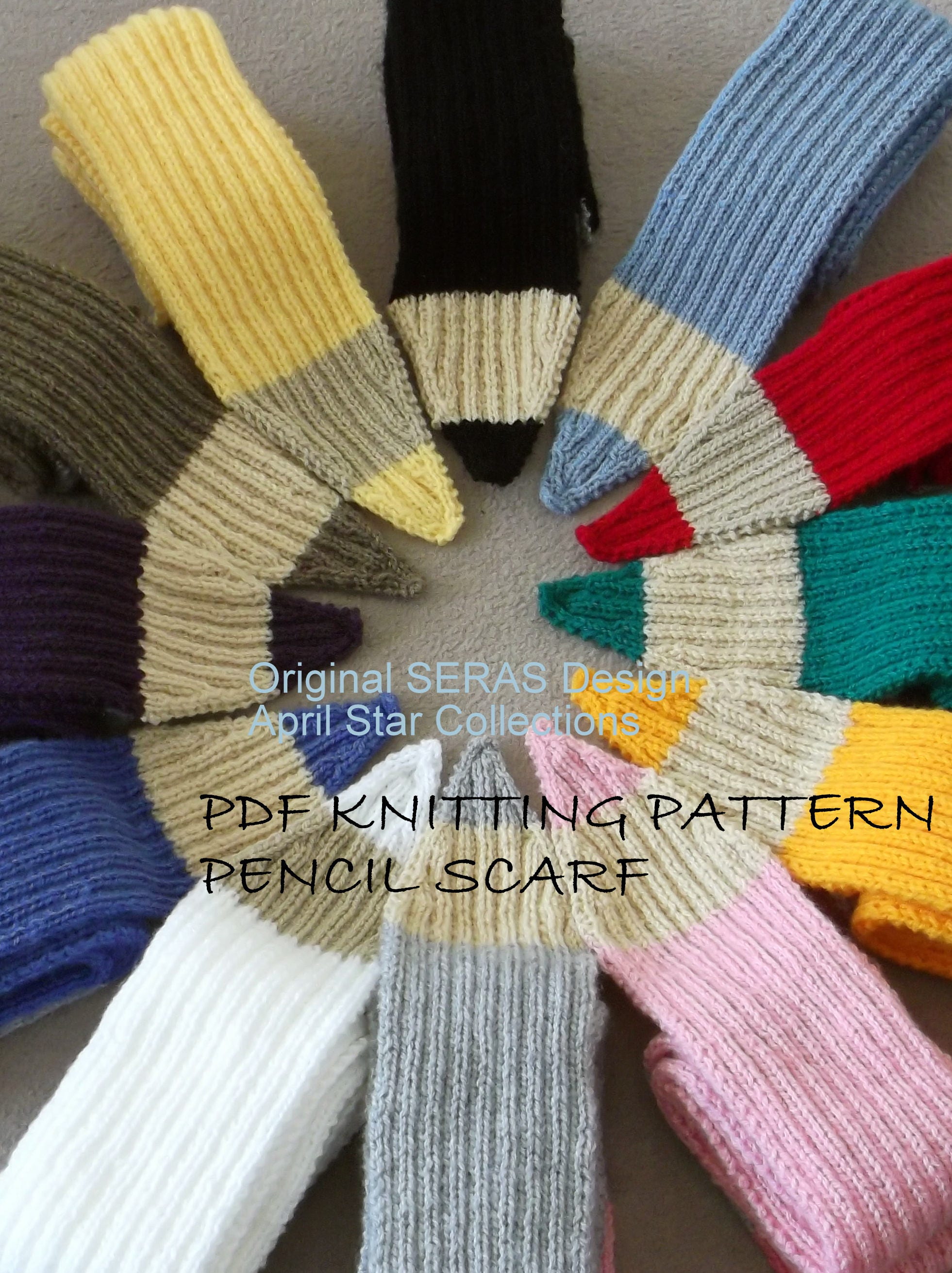 Knit Pencil Scarf PDF KNITTING PATTERN, knitted pencil scarf, hand knit scarf, scarf knit pattern