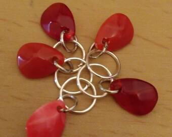 Beaded Stitch Markers: Knitting Crochet Project Markers, Set of 5
