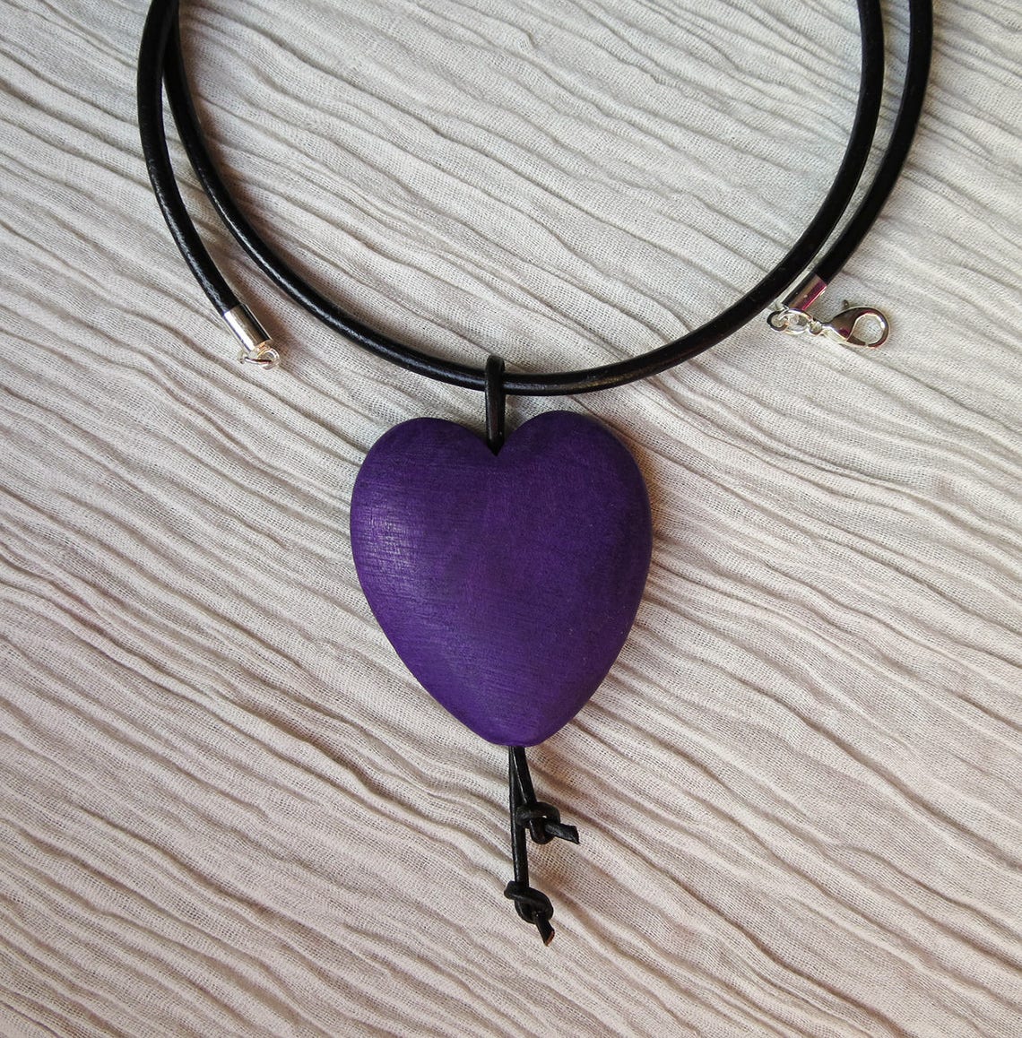 Purple Heart Pendant Necklace Geometric Necklace Black Etsy UK