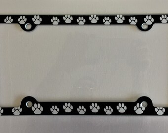 ATD Paws License Plate Frame Colorful Car Tag Frame for Dog /& Cat Lovers Paw Prints Decorative License Plate Holder