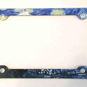 Cadre de plaque d'immatriculation Van Gogh Nuit étoilée, Support de plaque d'immatriculation décoratif, Cadre pour plaque d'immatriculation