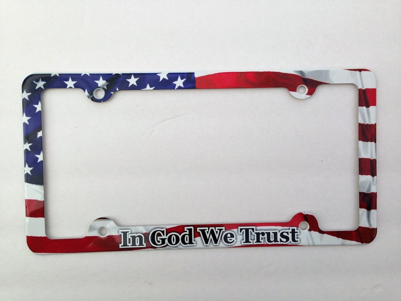 In God We Trust License Plate Frame American Flag Decorative Etsy