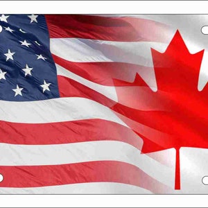 American and Canadian flag personalized custom novelty license plate decorative aluminum vanity front plate