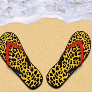 flip flops on the beach personalized novelty license plate Decorative leopard print car tag