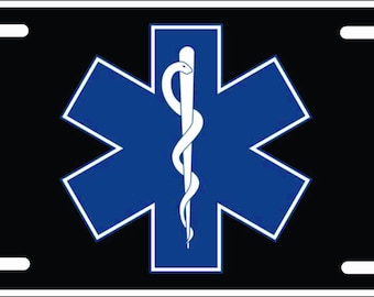 Personalized Paramedic Star of Life License Plate, EMT EMS Car Tag