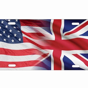 American and British union jack flag personalized custom novelty license plate decorative aluminum vanity front plate