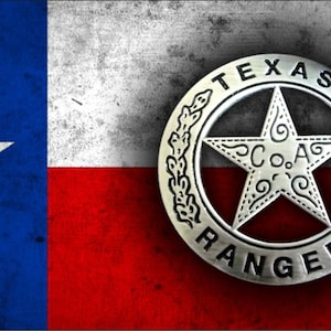 Texas Rangers badge op een vintage Texas vlag gepersonaliseerde nieuwigheid voorste kentekenplaat decoratieve ijdelheid auto tag