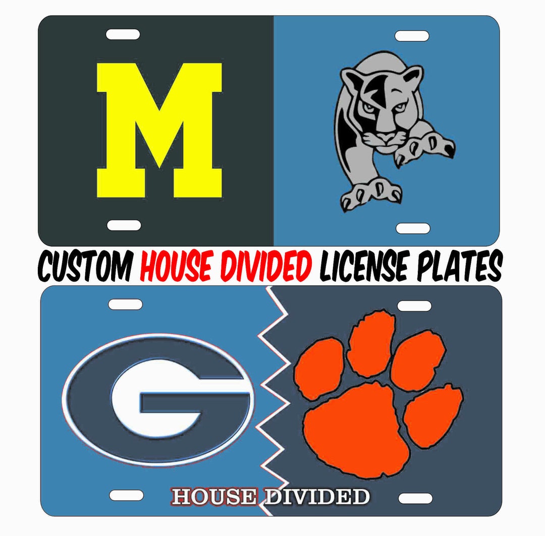 Personalized House Divided License Plate Customized With Any Schools or