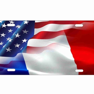 American and French flag personalized custom novelty license plate decorative aluminum vanity front plate