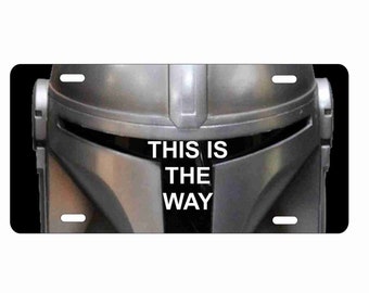 This is the way Mando helmet novelty front license plate decorative vanity aluminum car tag