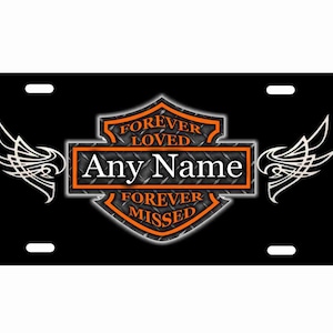 Forever loved Forever missed personalized biker memorial license plate RIP aluminum sign (NOT 3D)