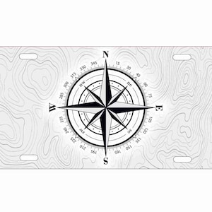 Kompasroos op topografische kaart nieuwigheid kentekenplaat decoratief aluminium bord