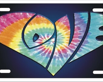 Love Tiedye inside the word LOVE Personalized Novelty Front license plate Decorative Car Tag