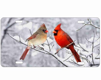 Snowbirds Cardinal Couple spersonalizowana nowość przednia tablica rejestracyjna niestandardowa dekoracyjna aluminiowa etykieta samochodowa