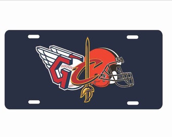 Cleveland Sports Teams Aluminum License Plate, Personalized Car Tag