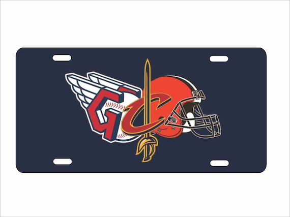 football helmet car tags Buffalo Bills Metal License Plate Large 4.25 size printed on durable vinyl for outside use Cleveland Sports Teams Aluminum License