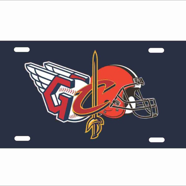 Cleveland sport teams combined logo personalized novelty front license plate decorative vanity aluminum car tag