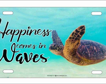 Sea Turtle License Plate, Underwater Ocean Aluminum Car Tag