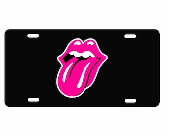 Pink Stones tongue novelty front license plate Decorative aluminum vanity car tag
