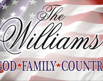 Personalized American Flag Sign: Patriotic Family Name Wall Decor