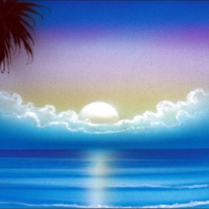 blue beach scene personalized novelty license plate airbrush decorative car tag