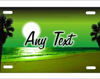 Green Beach scene personalized novelty front license plate Decorative Vanity car tag