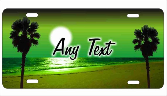 Green Beach Scene Personalized Novelty Front License Plate Etsy