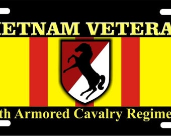 Vietnam Veteran 11th Armored Cavalry Regiment License Plate