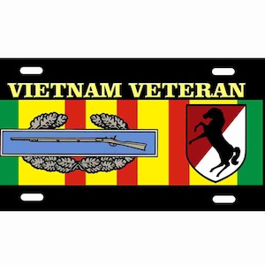 Vietnam veteran novelty license plate 11th cavalry CIB patch Decorative military vanity car tag