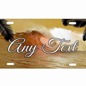 Gold wave tropical Beach scene personalized novelty license plate Decorative vanity aluminum car tag