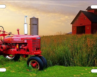 Red Tractor personalized novelty front license plate farmall tractor farm decorative car tag
