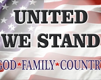 Personalized American Flag Sign, United We Stand Patriotic Wall Decor