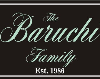 Family name decorative personalized custom made aluminum sign