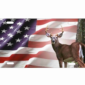 American flag deer hunter personalized novelty front license plate Decorative car tag