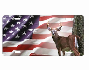 American flag deer hunter personalized novelty front license plate Decorative car tag