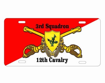 3rd Squadron 12th Cavalry novelty Front license plate Decorative Military car tag