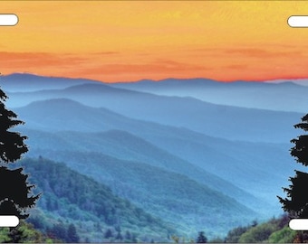 Smoky Mountains Scene Personalized Novelty Front License Plate Decorative mountains Car Tag