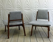 Pair Danish Style Lounge Chairs Mid Century Maharam Hallingdal Fabric Sculptural Adrian Pearsall Jens Risom Retro Atomic Modern