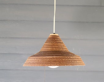 Vintage Gregory Van Pelt Corrugated Cardboard Pendant Ceiling Light Hanging Mid Century Modern Retro 70's Frank Gehry Style