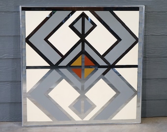 Vintage Geometric Op Art Mirror Wall Hanging by Sharon Art Concept 70's Retro Mid Century Modern Atomic MCM
